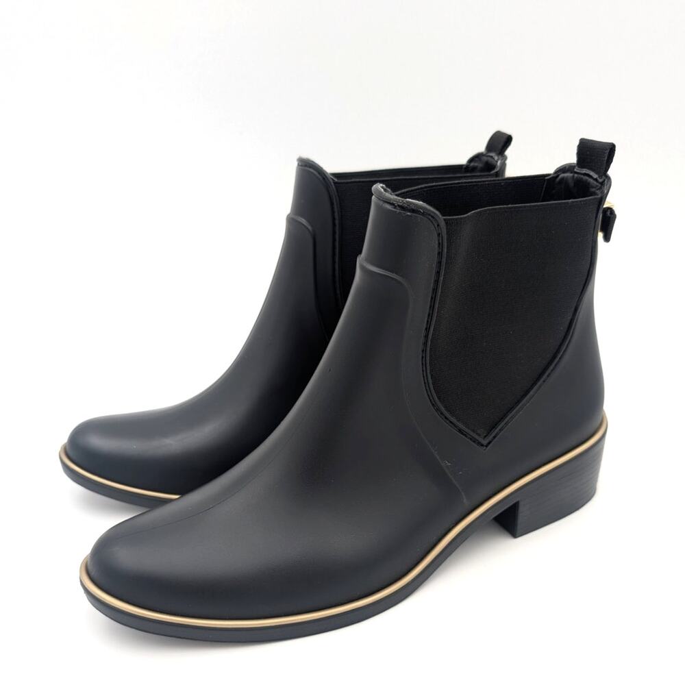 kate spade Black Ankle Boots with Gold Trim